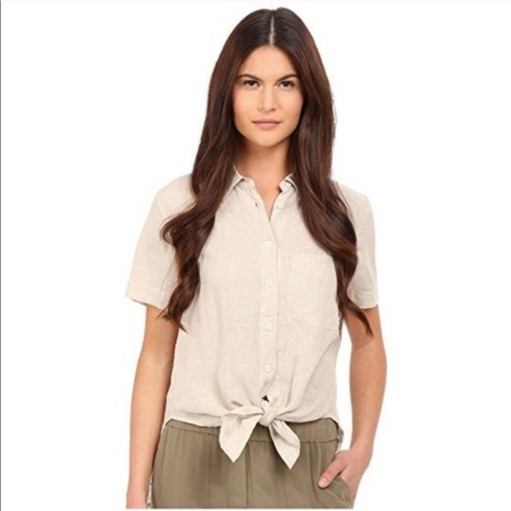 THEORY | Hekanina Pearce Tie Front Top in Olive
